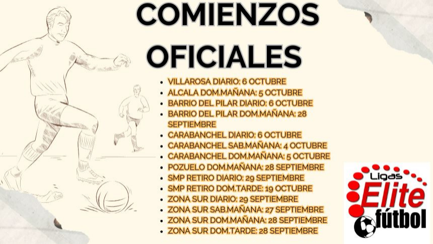 FECHAS OFICIALES COMIENZO TEMPORADA 25-26